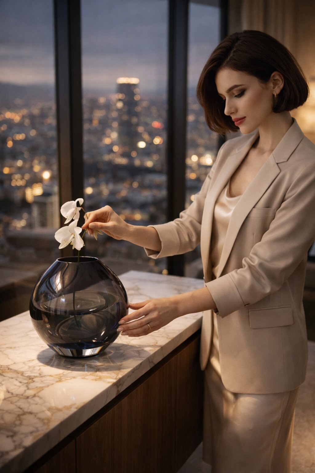 деталь интерьера со статуэткой и мягким светом